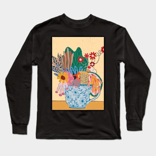 Teacup and  flowers Long Sleeve T-Shirt